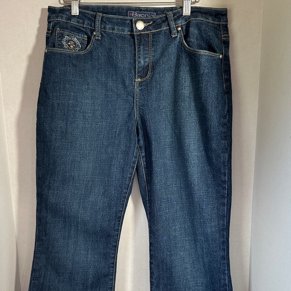 Baccini blue jeans embroidered pockets size 10p petite